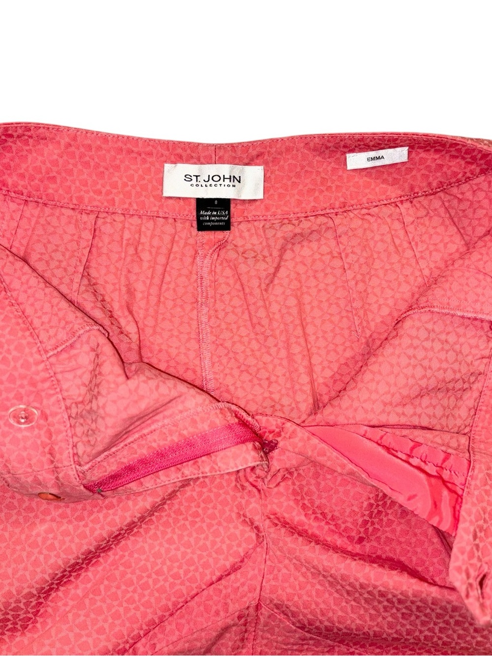 St. John Emma Trouser Women’s Coral Pink Lightweight Cropped Pants Sz 8 - Picture 7 of 10